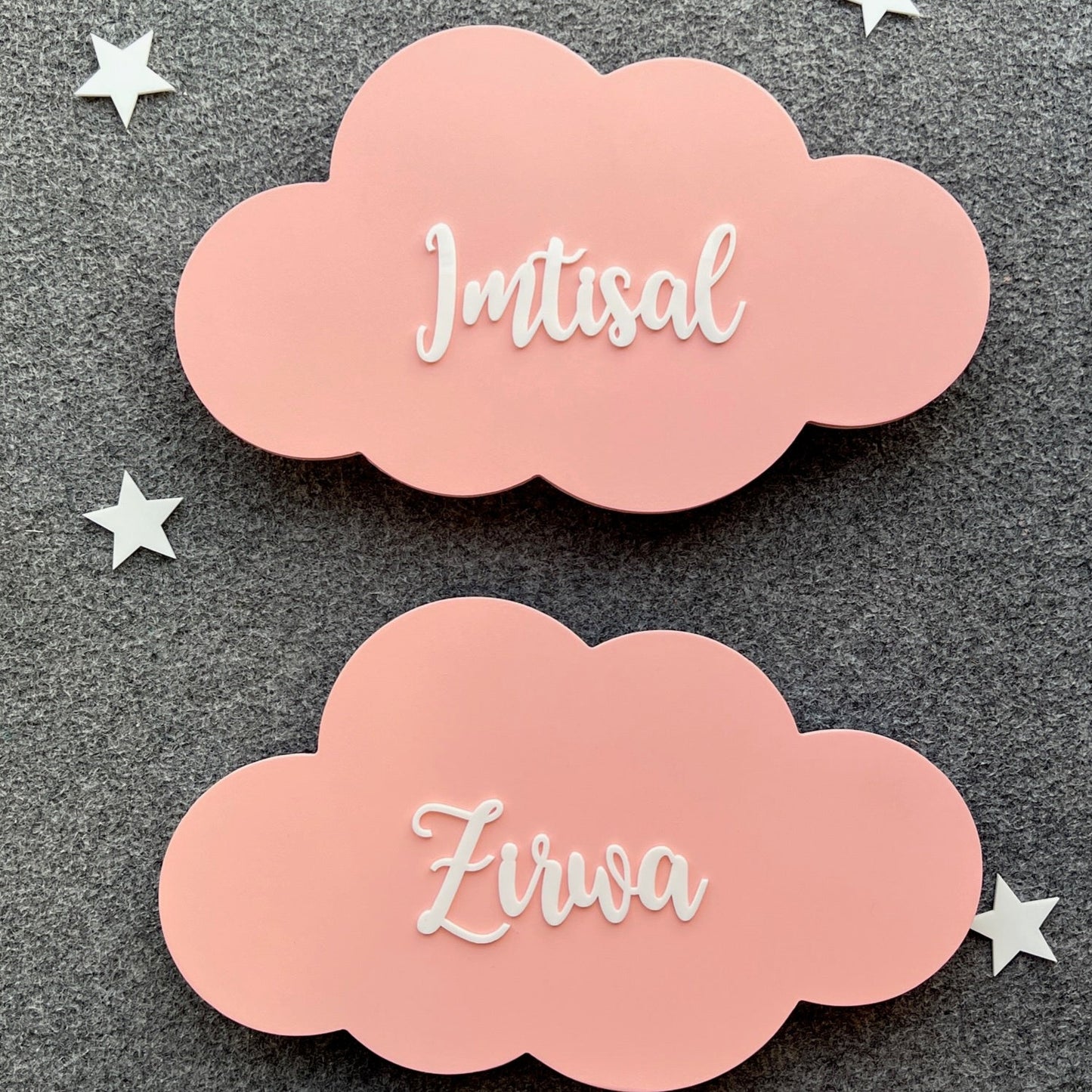 Set Of 2 Nursery Cloud Lamps (Nano Size) with Name and Star Pack