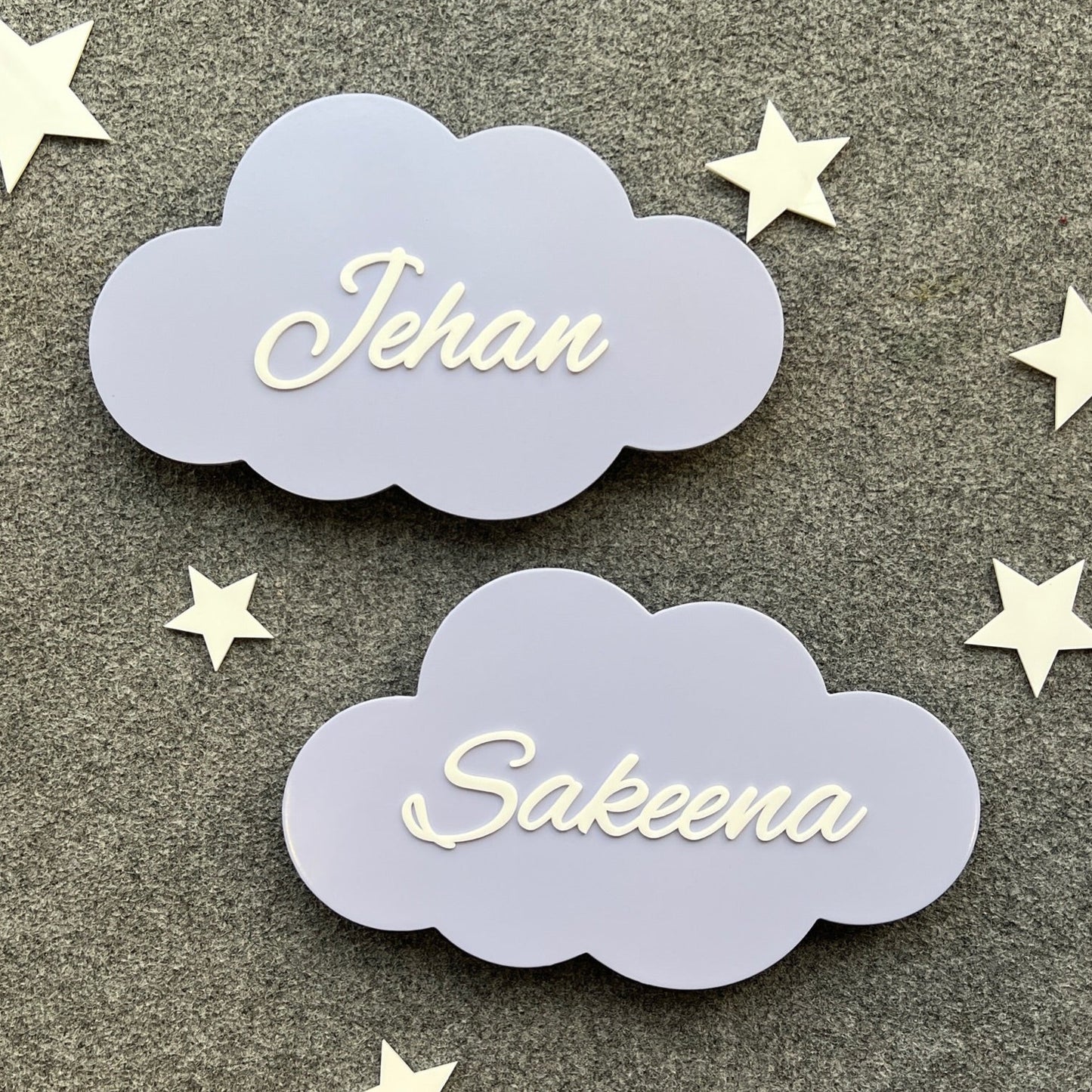 Set Of 2 Nursery Cloud Lamps (Nano Size) with Name and Star Pack